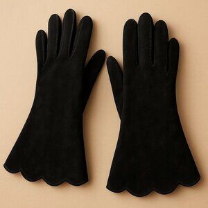 Black Suede Winter Gloves Size 6.5 Classic Soft Warm Dressy Cold Weather